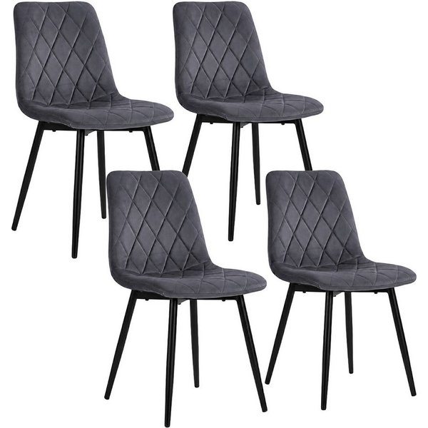 relaxdays Esszimmerstuhl Samt Esszimmerstuhl Set (4 St), anthrazit., 4er Pack