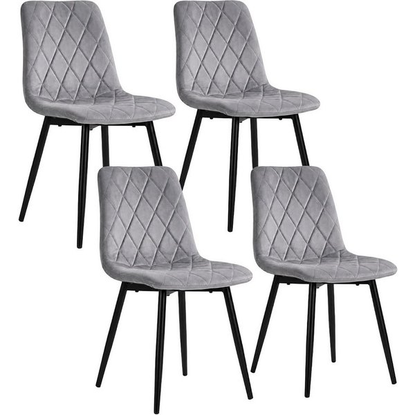 relaxdays Esszimmerstuhl Samt Esszimmerstuhl Set (4 St), grau, 4er Pack
