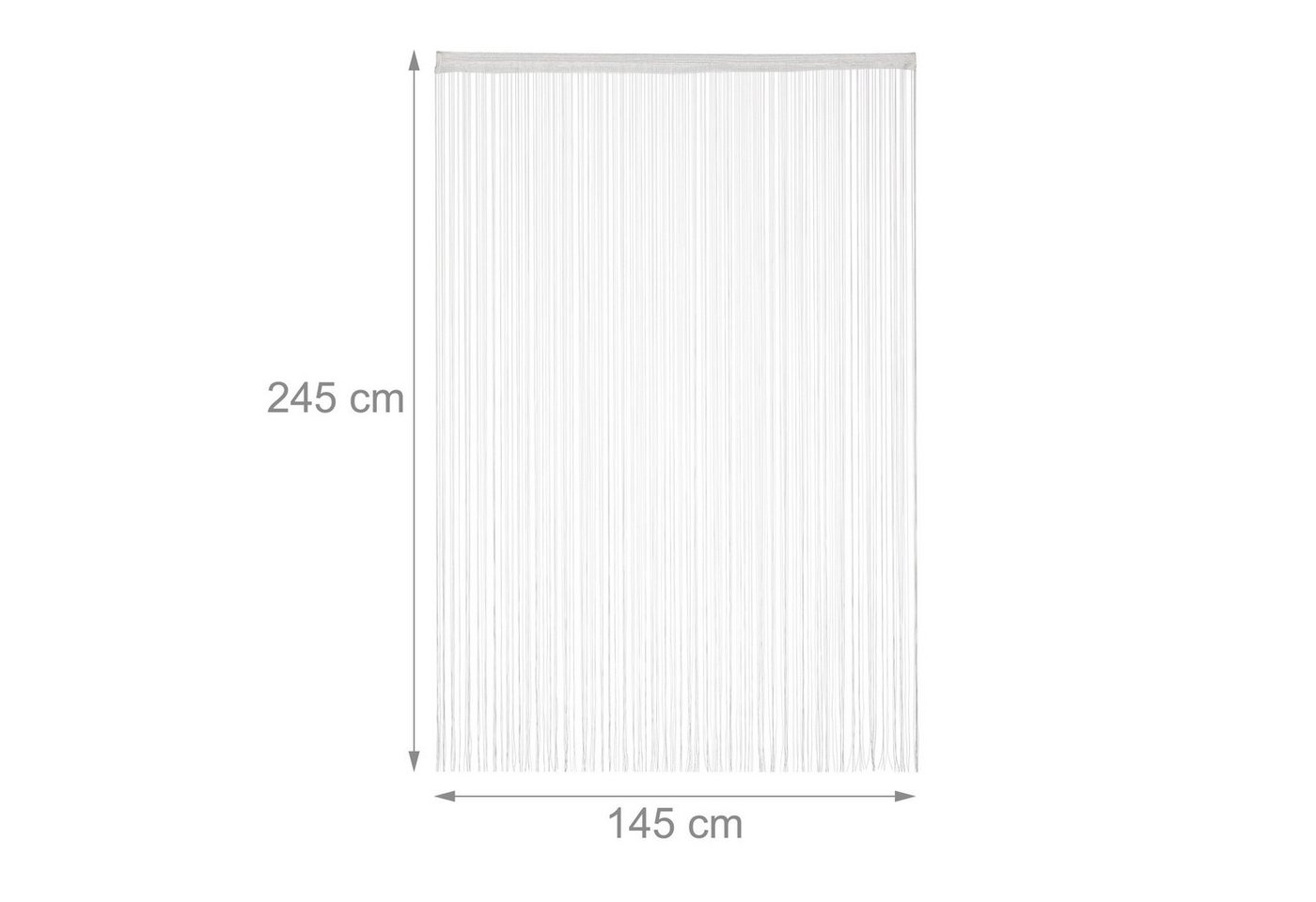 relaxdays Fadenvorhang 2er Set (2 St), Stangendurchzug, stark perforiert, Polyester, weiss, 145 x 245 cm – Bild 4 von 5