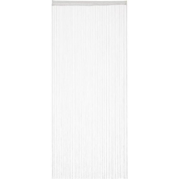relaxdays Fadenvorhang weiß (1 St), Stangendurchzug, transparent, Polyester, 1er Pack 90x245cm