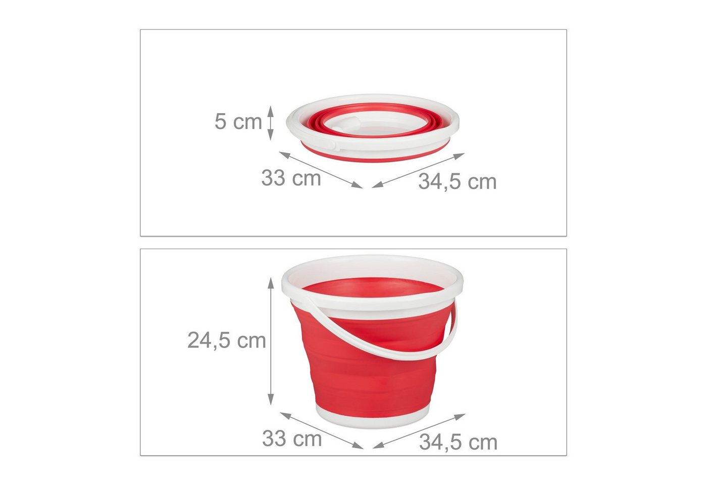 relaxdays Falteimer Faltbarer Eimer 10 Liter, (1-tlg), rot – Bild 4 von 5