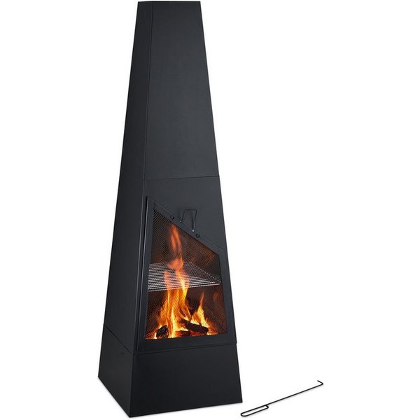 relaxdays Feuerstelle Gartenkamin mit Grillfunktion