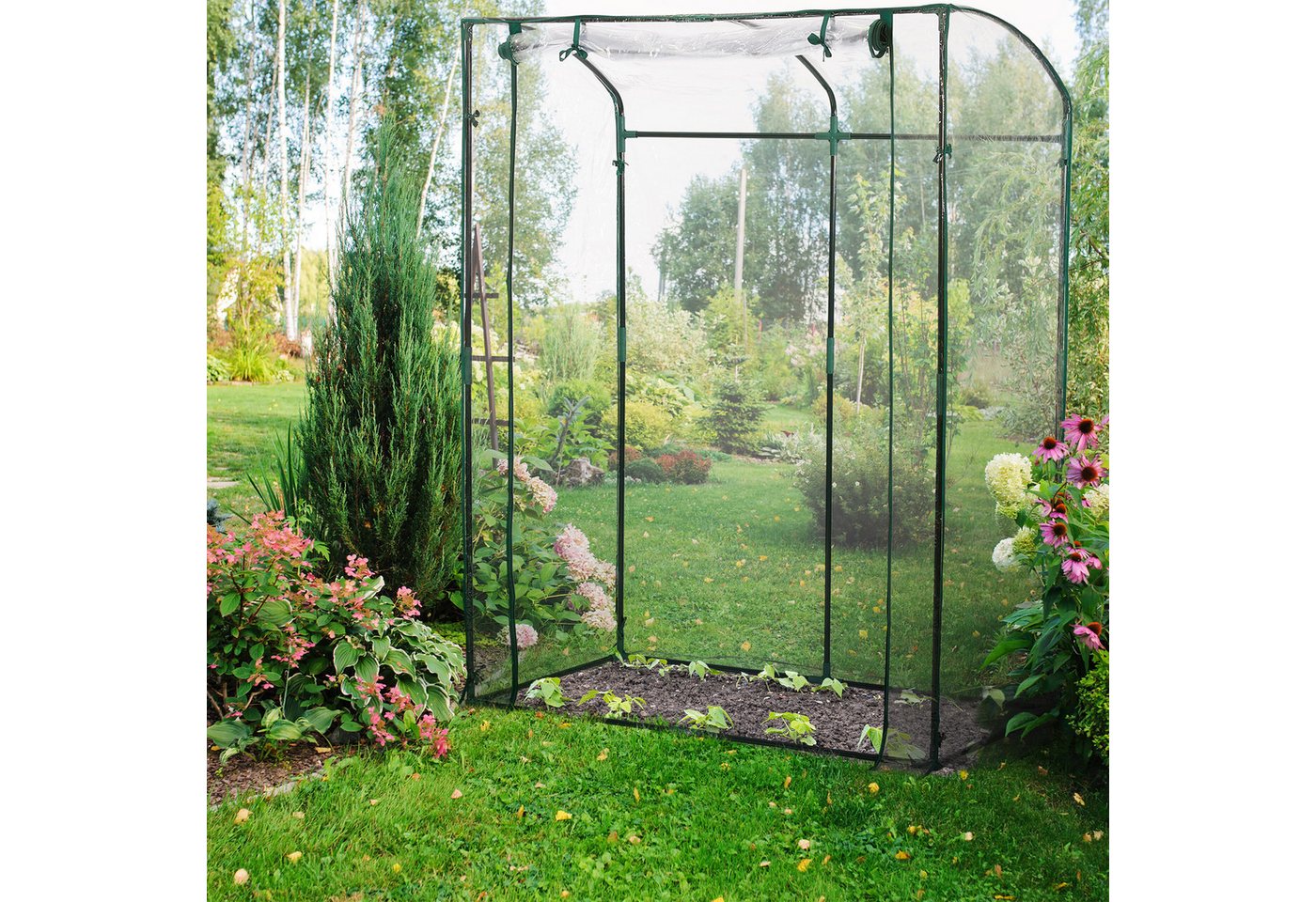 relaxdays Foliengewächshaus Tomatengewächshaus mit PVC-Folie, BxTxH: 130 x 75 x 170 cm, BxLxH: 130 x 75 x 170 cm, 1-St. – Bild 2 von 5