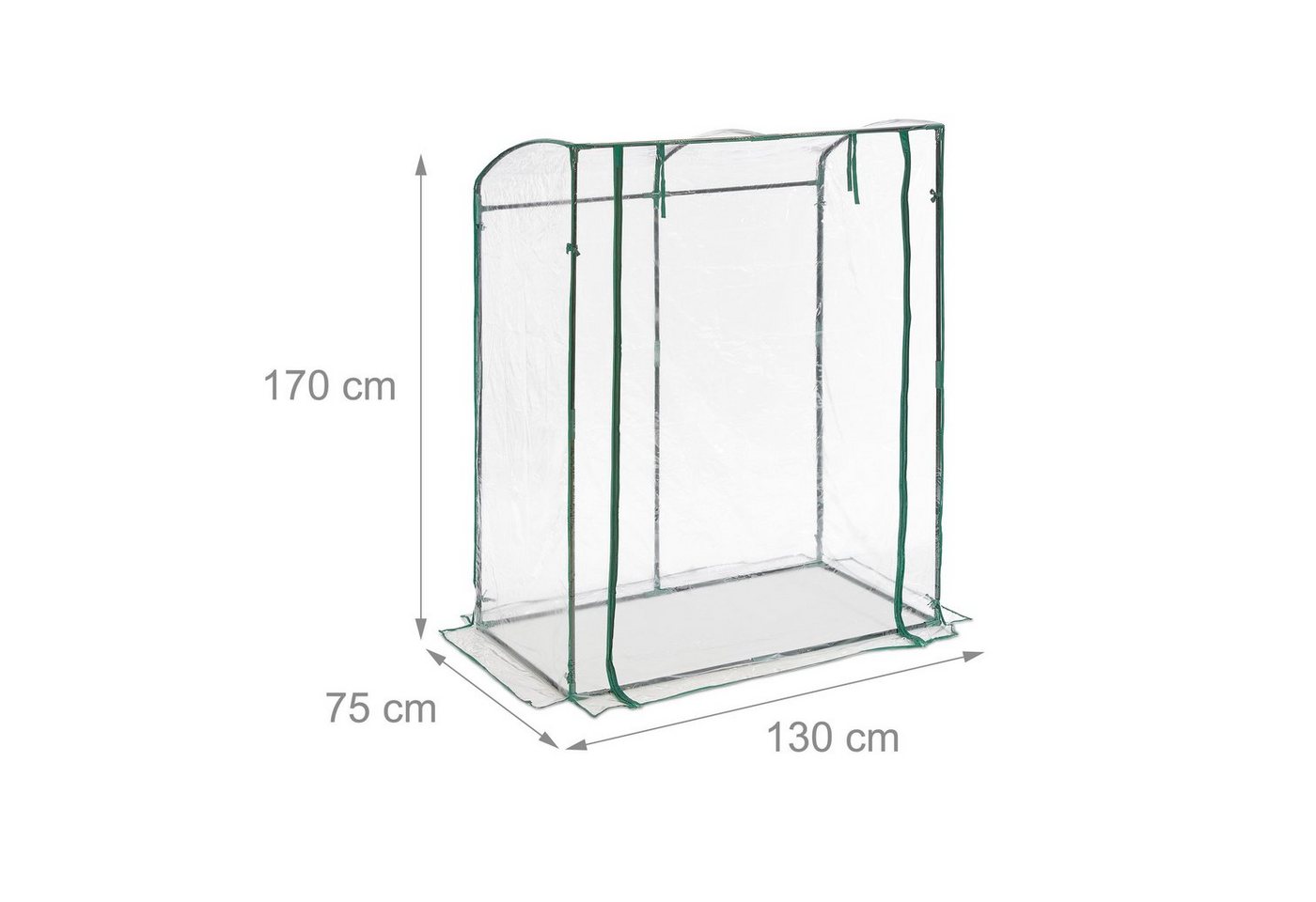 relaxdays Foliengewächshaus Tomatengewächshaus mit PVC-Folie, BxTxH: 130 x 75 x 170 cm, BxLxH: 130 x 75 x 170 cm, 1-St. – Bild 4 von 5