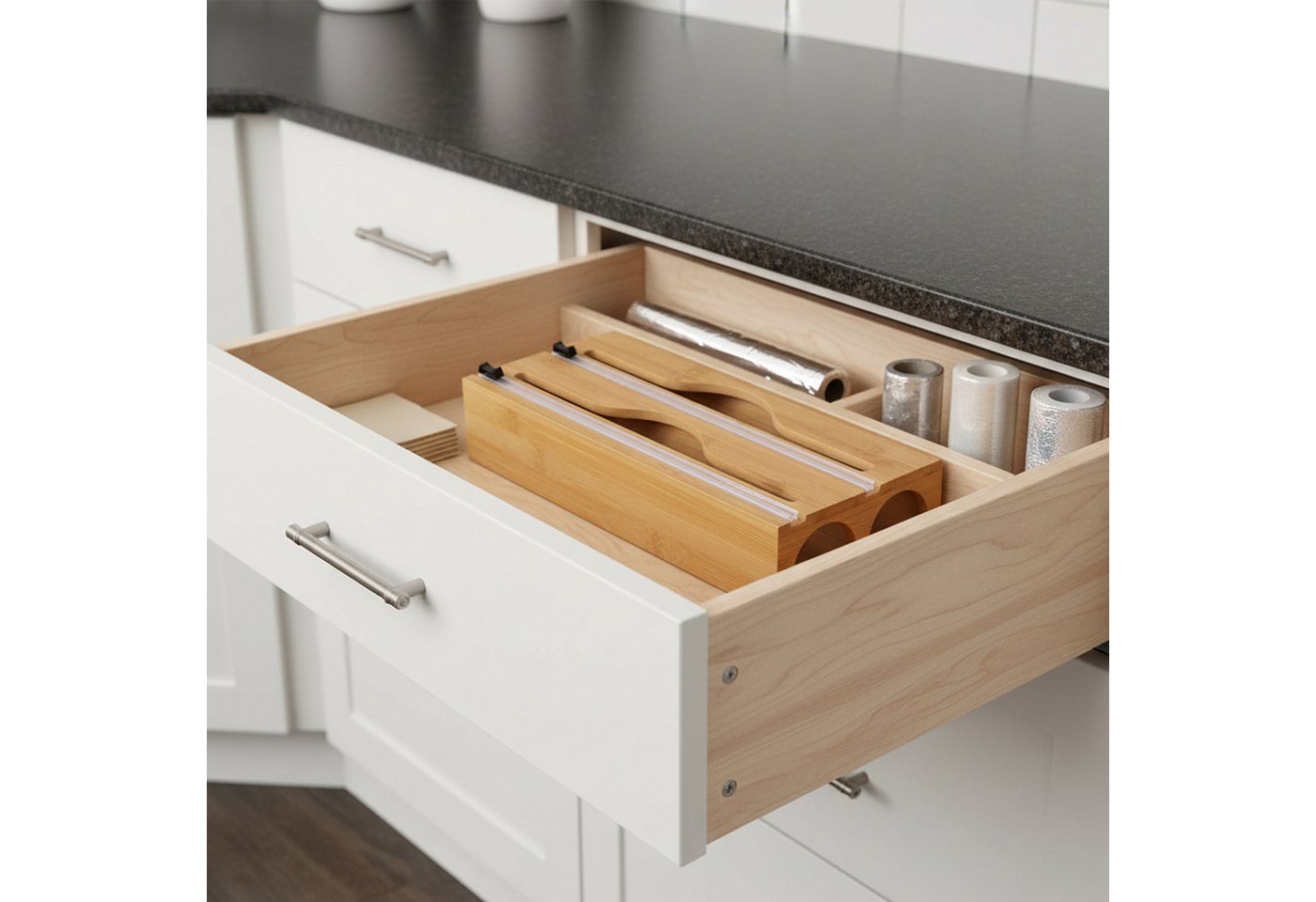 relaxdays Folienspender aus Bambus, (1-St), 2 – Bild 3 von 5