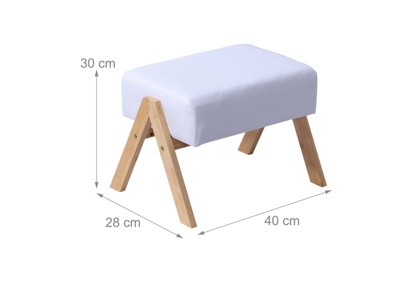 relaxdays Fußhocker Bambus & Stoff (1 St), Creme – Bild 4 von 5