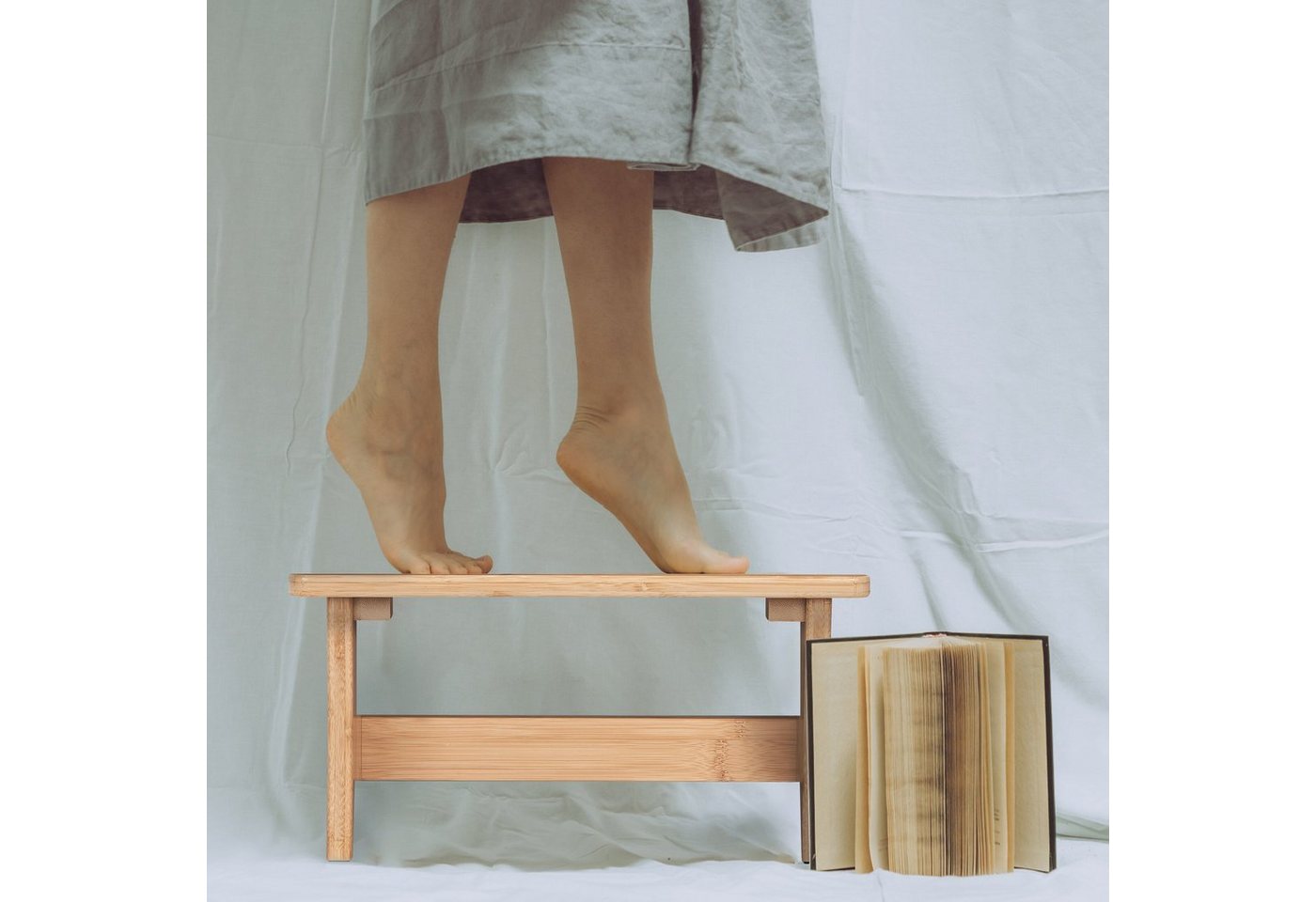 relaxdays Fußhocker Hocker Bambus (1 St) – Bild 3 von 5