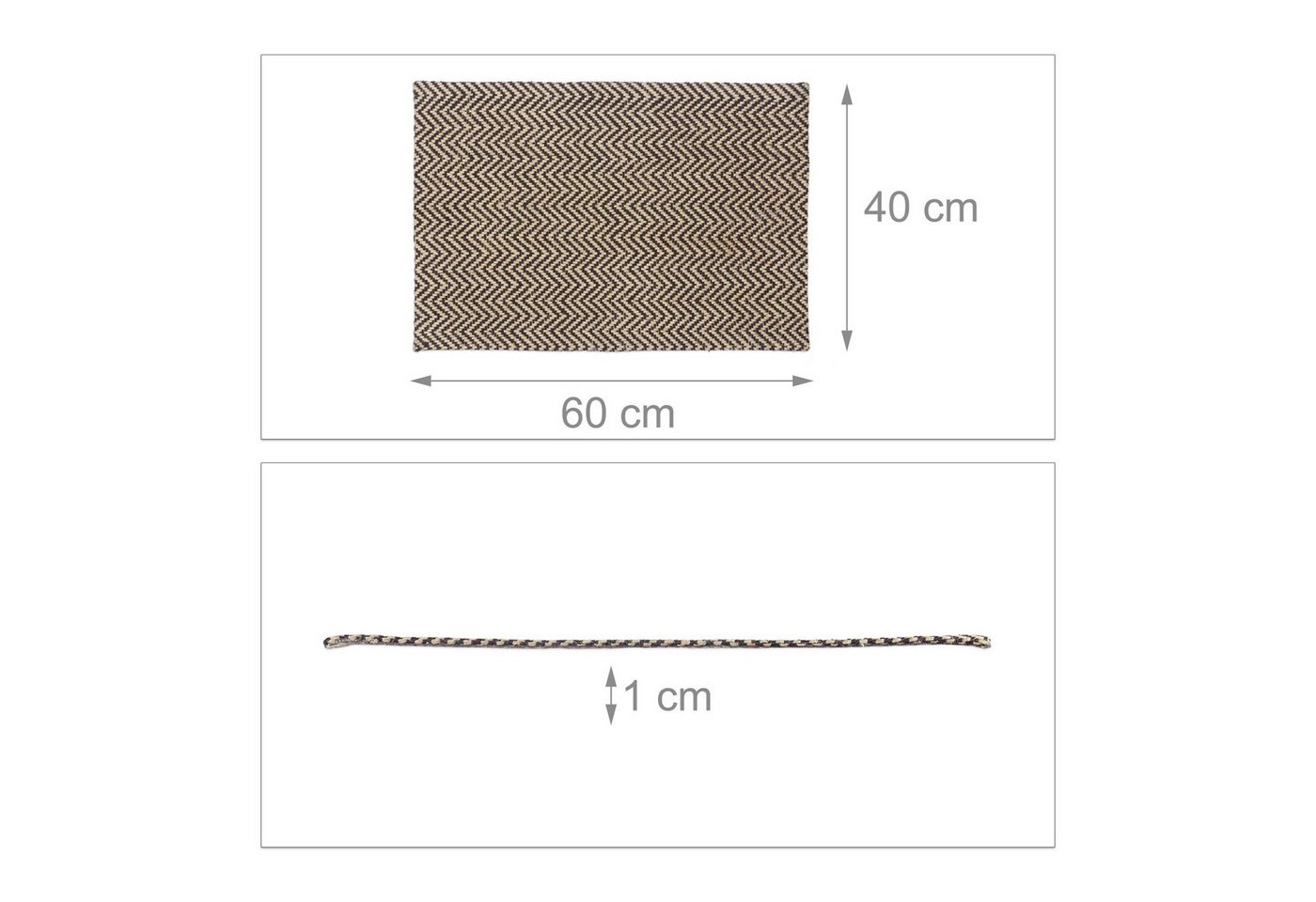 relaxdays Fußmatte Jute Zickzack, Rechteckig, Höhe: 10 mm – Bild 4 von 5