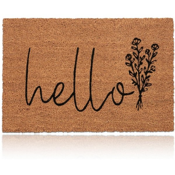 relaxdays Fußmatte Kokos Fußmatte "Hello", rechteckig, Höhe: 15 mm