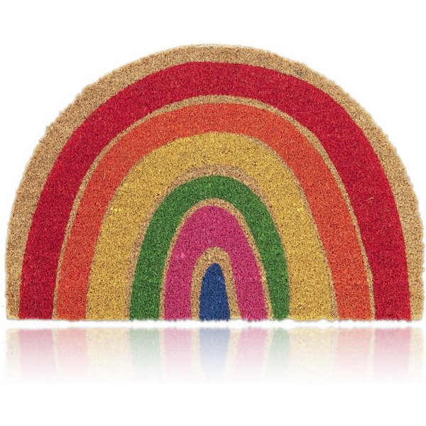 relaxdays Fußmatte Kokos Fußmatte Regenbogen, Halbrund, Höhe: 15 mm