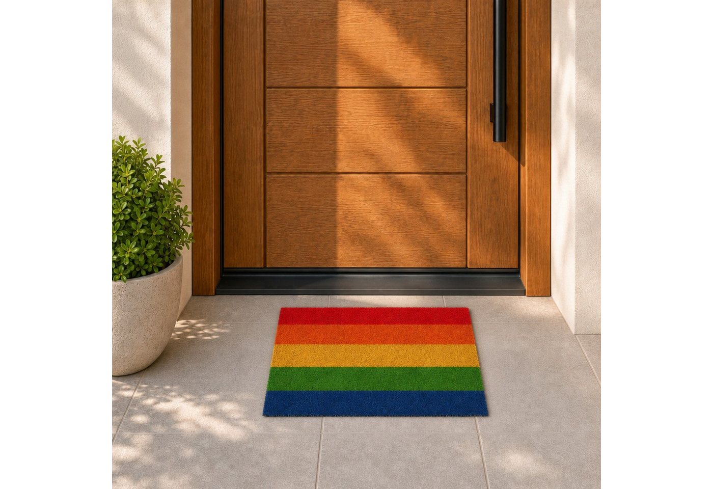 relaxdays Fußmatte Kokos Regenbogen, rechteckig, Höhe: 15 mm – Bild 2 von 5