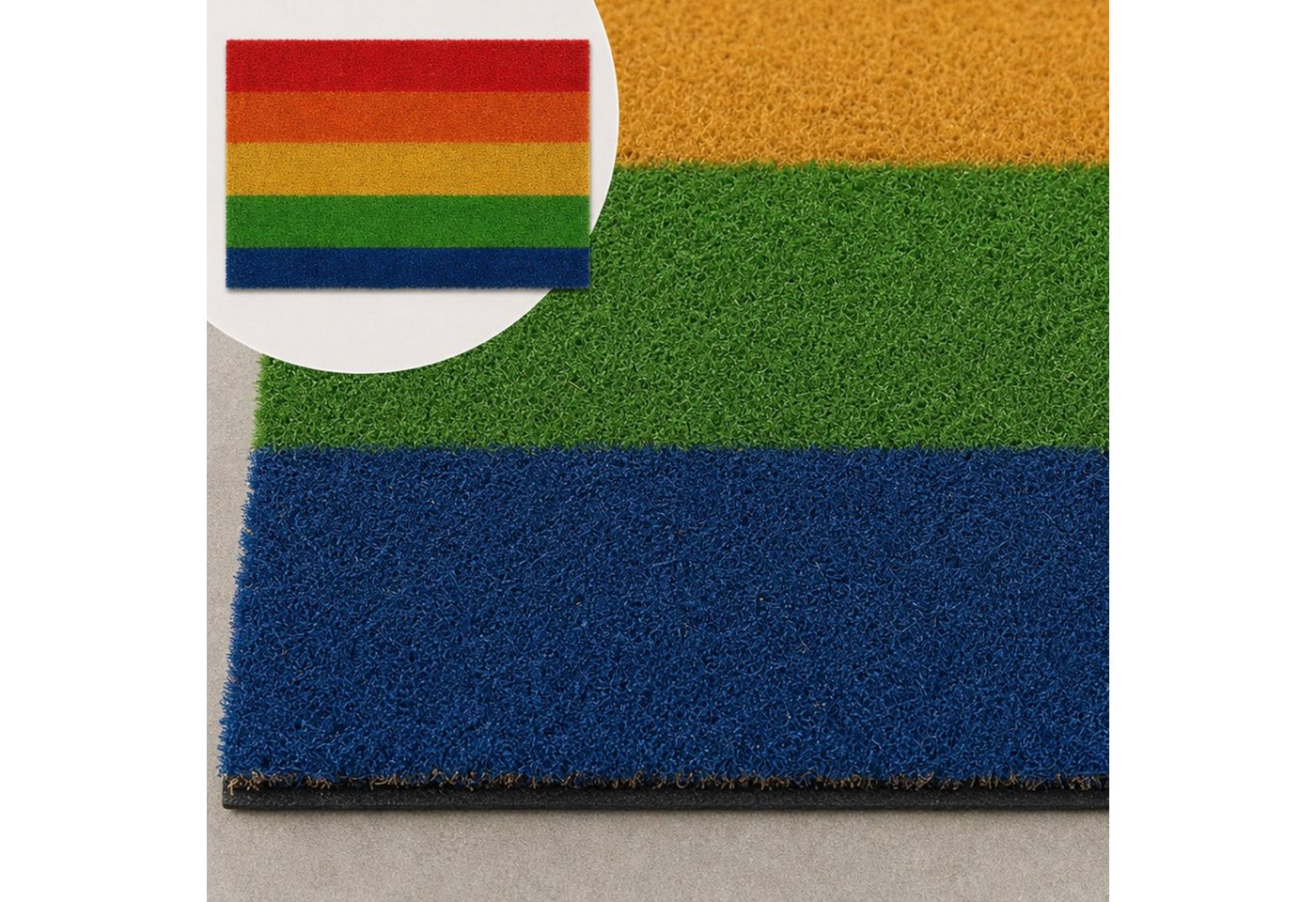 relaxdays Fußmatte Kokos Regenbogen, rechteckig, Höhe: 15 mm – Bild 4 von 5