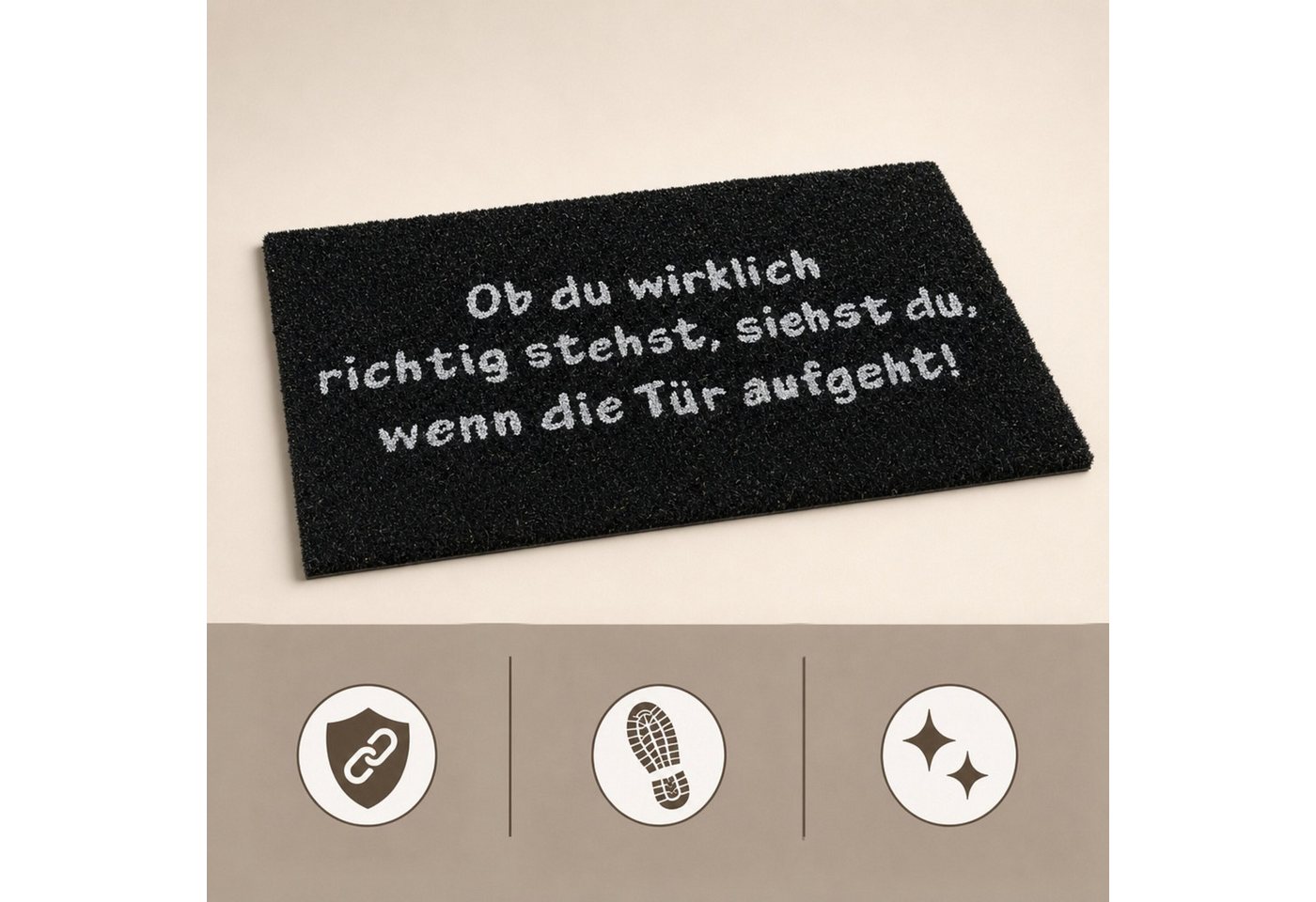 relaxdays Fußmatte Kokos SPRUCH, Rechteckig, Höhe: 10 mm – Bild 5 von 5