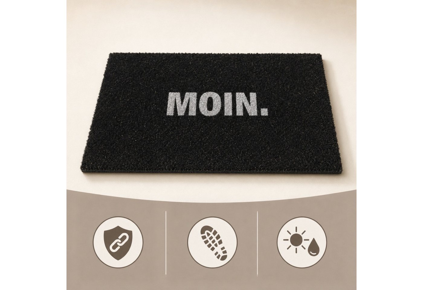 relaxdays Fußmatte "Moin." schwarz, Rechteckig, Höhe: 15 mm – Bild 5 von 5