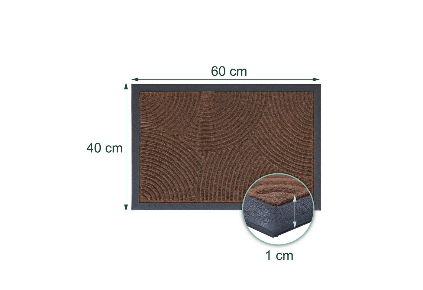 relaxdays Fußmatte Polypropylen mit Rillen, Rechteckig, Höhe: 10 mm, Wellen Braun, 60 x 40 cm – Bild 4 von 5