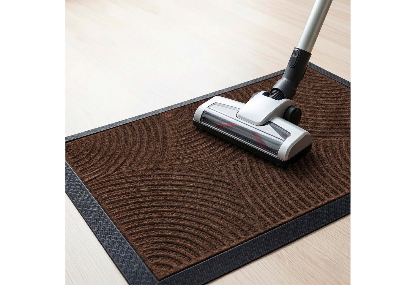 relaxdays Fußmatte Polypropylen mit Rillen, Rechteckig, Höhe: 10 mm, Wellen Braun, 60 x 40 cm – Bild 5 von 5