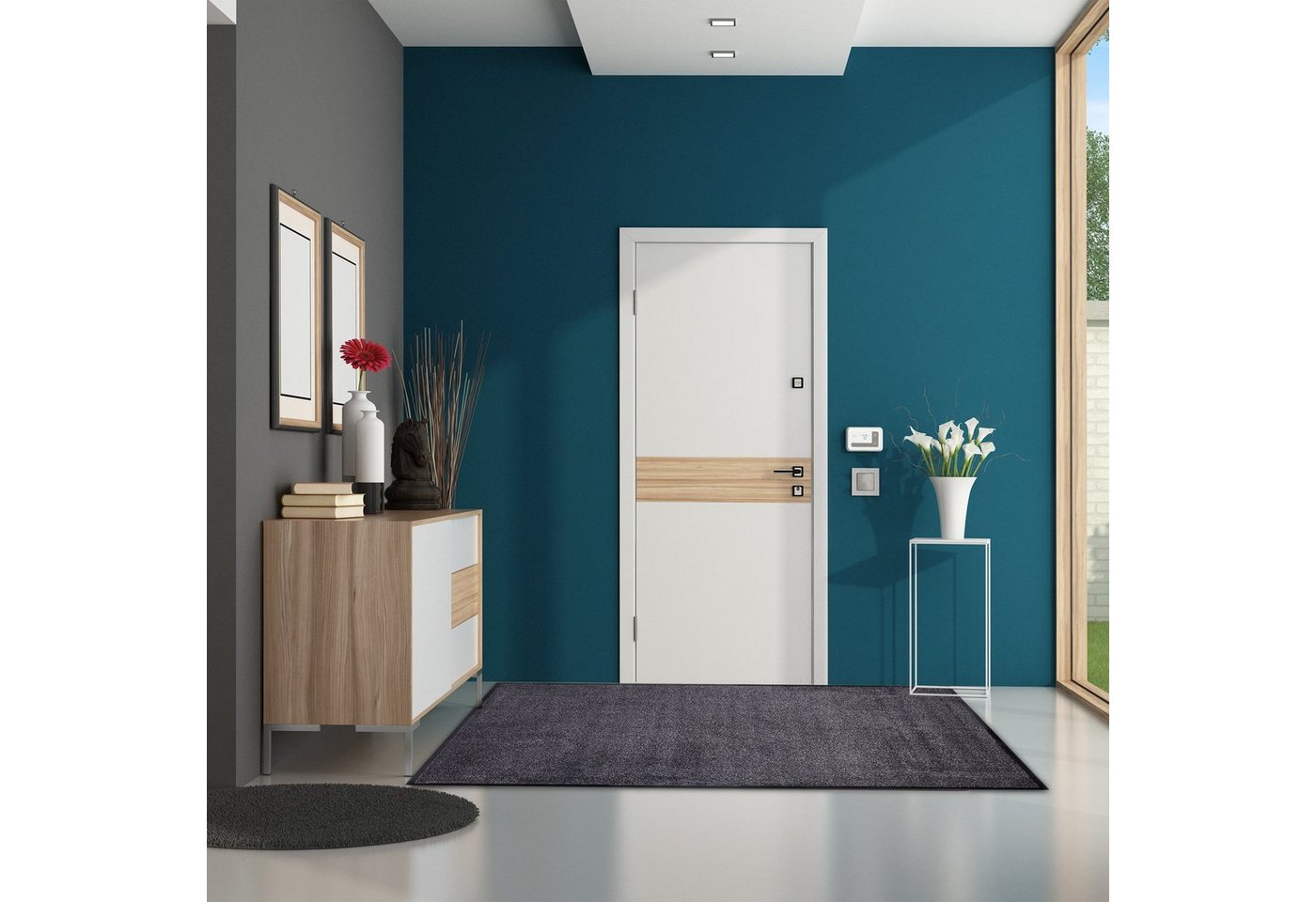 relaxdays Fußmatte Schmutzfangmatte grau, Rechteckig, Höhe: 7 mm, 80x200cm – Bild 5 von 5