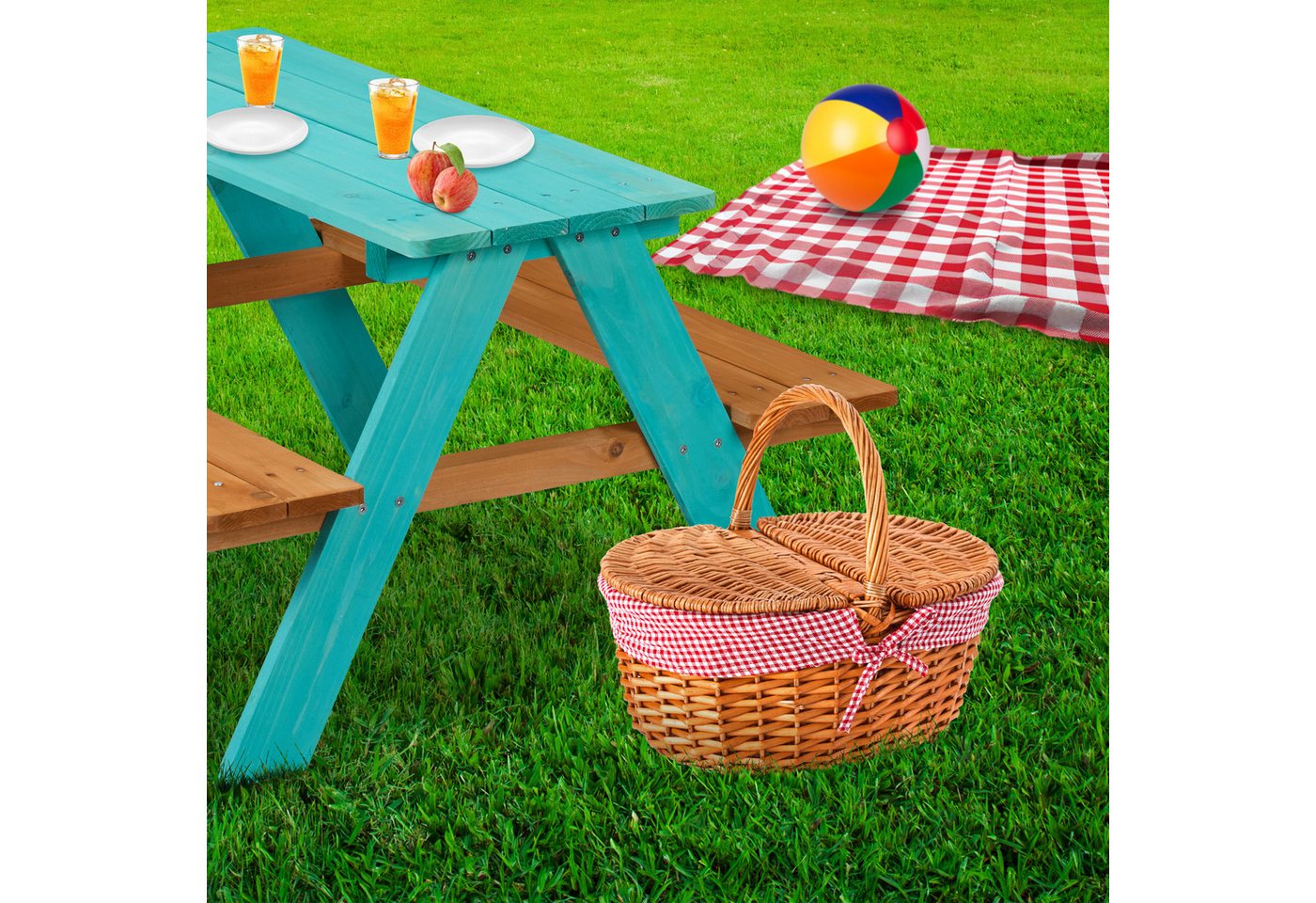 relaxdays Garten-Kindersitzgruppe Kindersitzgarnitur aus Holz, (3-tlg), grau – Bild 2 von 5