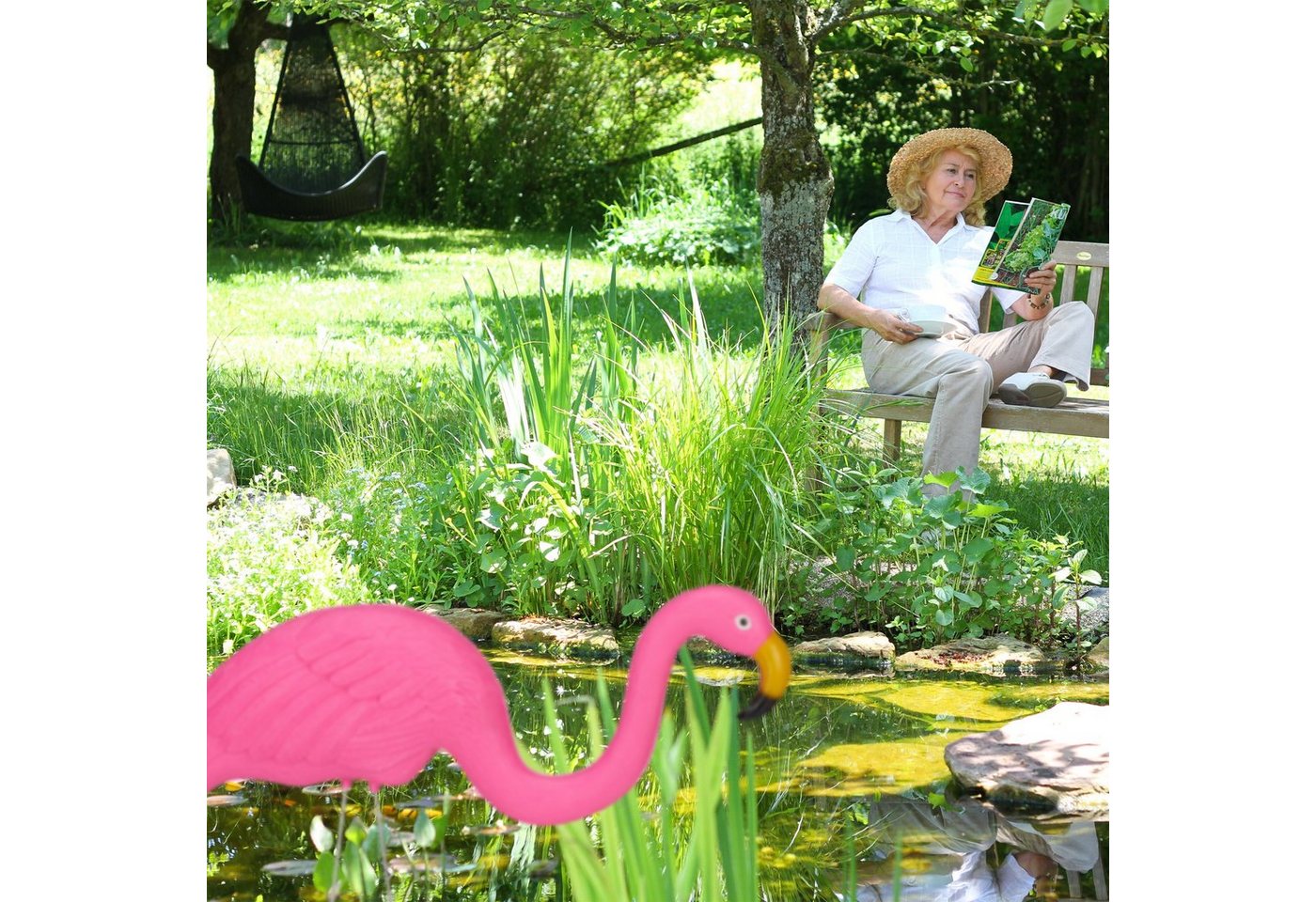 relaxdays Gartenfigur Flamingo Figur 2er Set, (2 St) – Bild 3 von 5