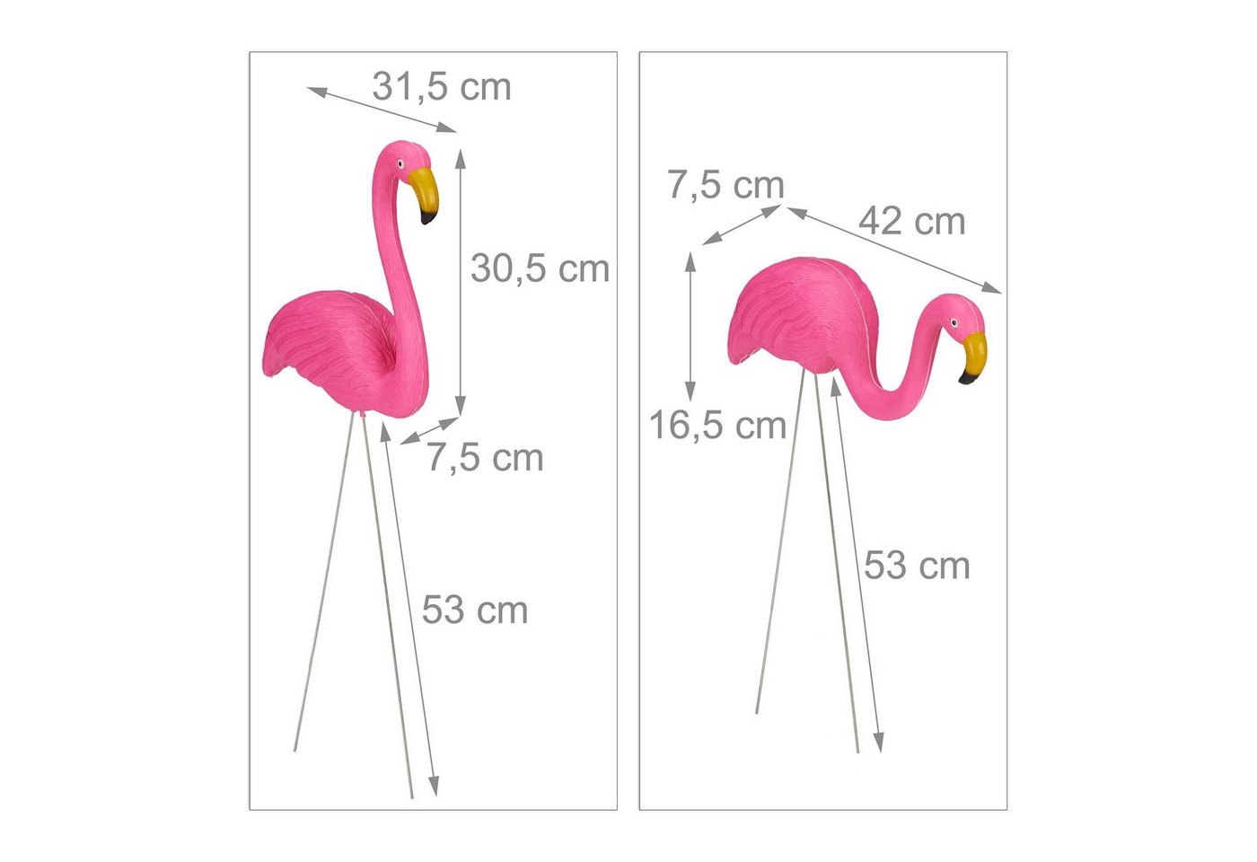 relaxdays Gartenfigur Flamingo Figur 2er Set, (2 St) – Bild 4 von 5