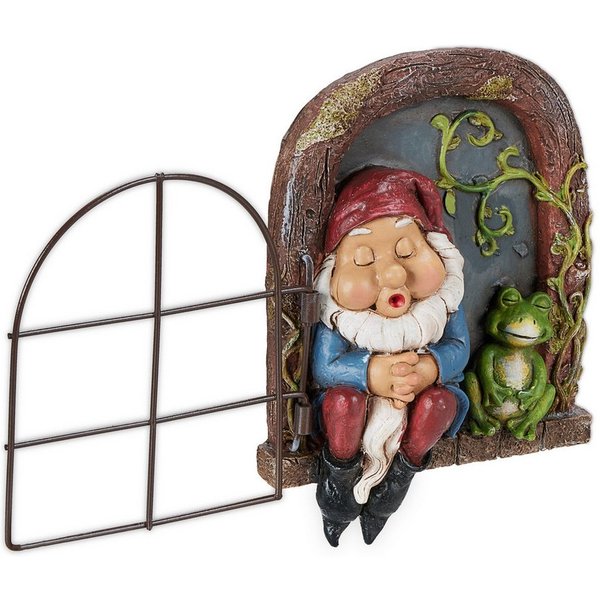 relaxdays Gartenfigur Schlafender Zwerg im Fenster, (1 St)