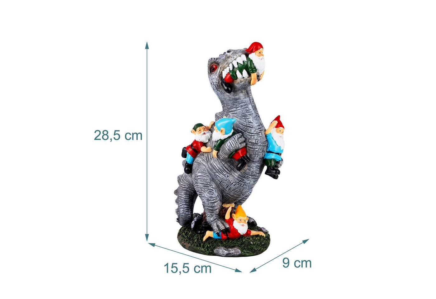 relaxdays Gartenfigur T-Rex frisst Gartenzwerge, (1 St), L – Bild 4 von 5