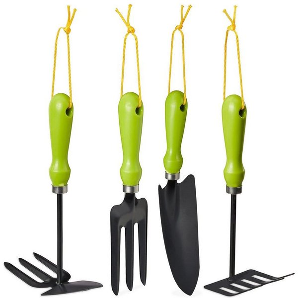relaxdays Gartenhacke Gartenwerkzeug Set 4-teilig, 8 cm Arbeitsbreite, 4 St.
