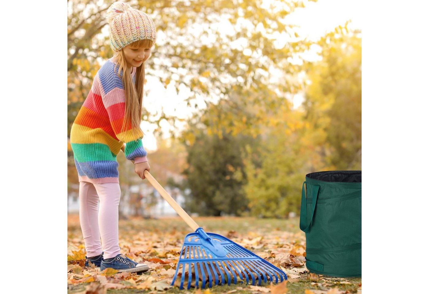 relaxdays Gartensack 3er Set Laubsack selbstaufstellend 60 L, für Laub, Gras, Grünschnitt und Unkraut, 60 l, (3-tlg) – Bild 2 von 5