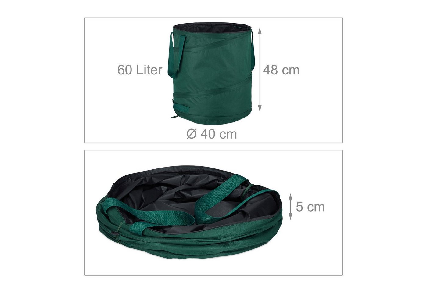 relaxdays Gartensack 3er Set Laubsack selbstaufstellend 60 L, für Laub, Gras, Grünschnitt und Unkraut, 60 l, (3-tlg) – Bild 4 von 5