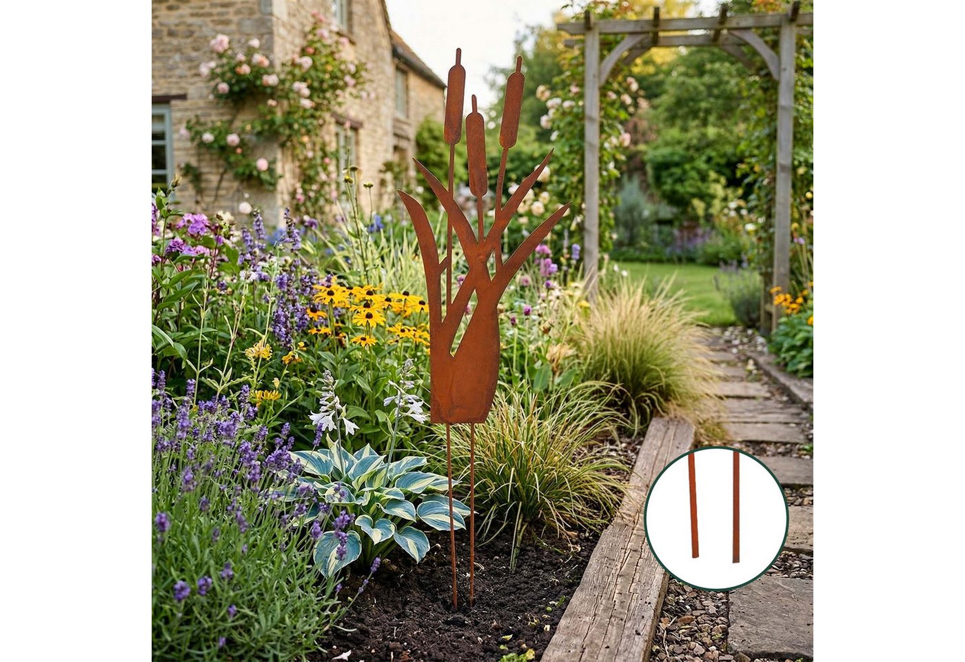 relaxdays Gartenstecker Schilf (3-St) – Bild 5 von 5