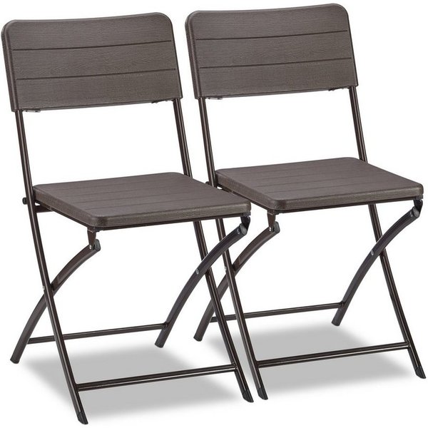relaxdays Gartenstuhl 2er Set Holzoptik (2 St), braun