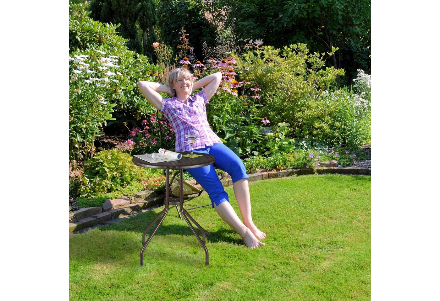relaxdays Gartentisch rund braun (1-St) – Bild 3 von 5