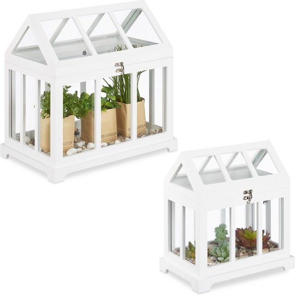 relaxdays Gewächshaus Mini Gewächshaus 2er Set Indoor, BxTxH: 37.5 x 24 x 41.5 cm, BxLxH: 37.5 x 24 x 37 cm, 1.75 mm Wandstärke, 2-St.