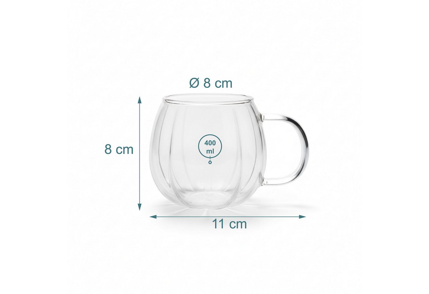 relaxdays Gläser-Set Gläser mit Henkel Set, 6-tlg., Glas, 6er Pack – Bild 4 von 5