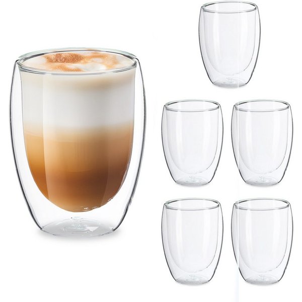 relaxdays Gläser-Set Latte Macchiato Gläser 350 ml, 6-tlg., Glas, 6er Pack