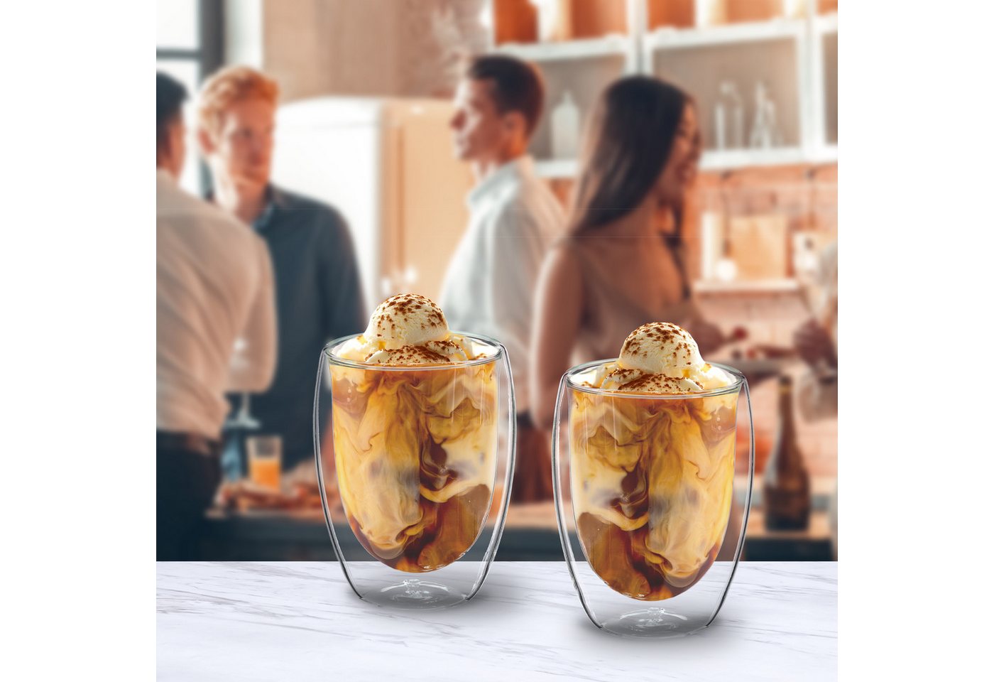 relaxdays Gläser-Set Latte Macchiato Gläser 350 ml, 6-tlg., Glas, 6er Pack – Bild 3 von 5