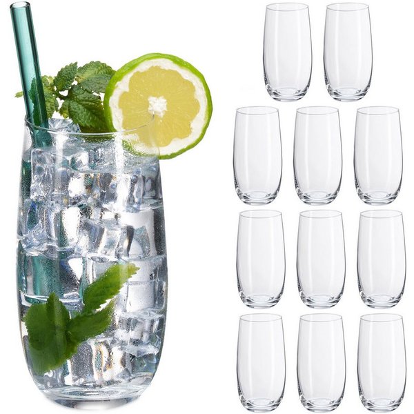 relaxdays Gläser-Set Trinkgläser 12er Set, 12-tlg., Glas
