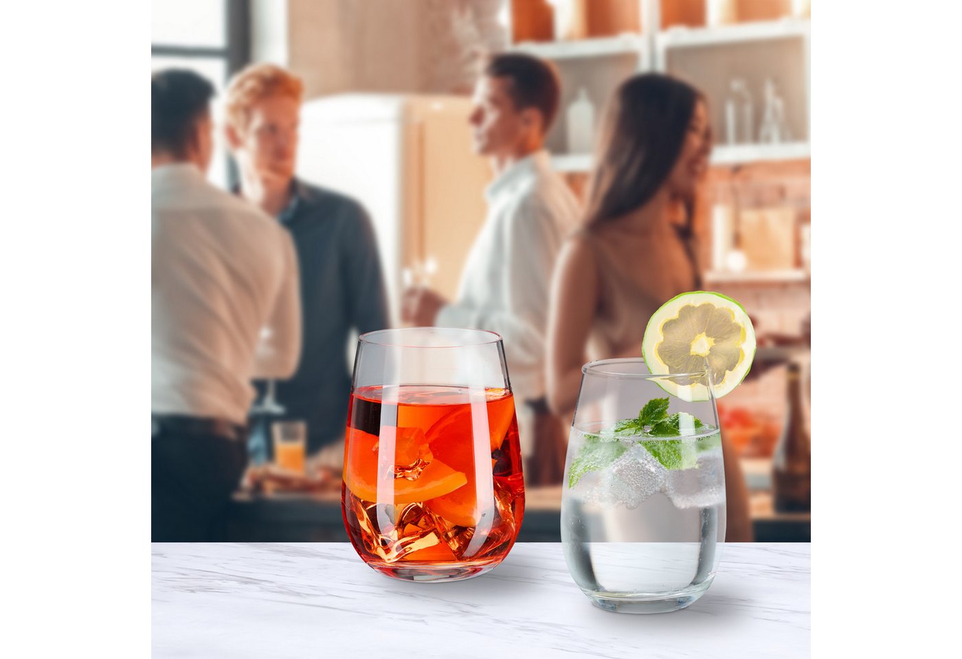 relaxdays Gläser-Set Trinkgläser 6er Set, 6-tlg., Glas, 400ml – Bild 3 von 5