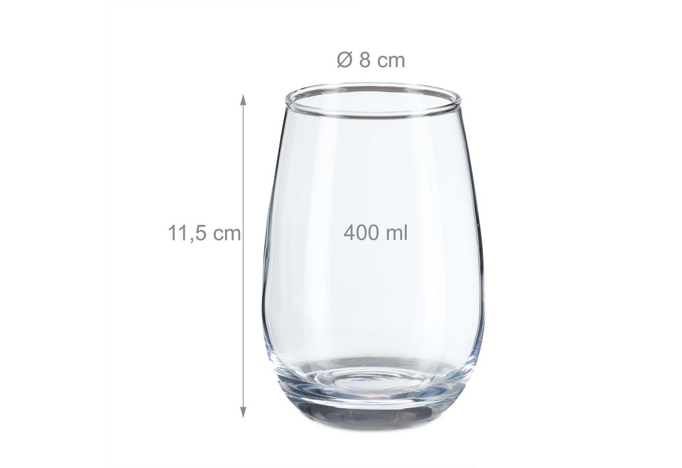 relaxdays Gläser-Set Trinkgläser 6er Set, 6-tlg., Glas, 400ml – Bild 4 von 5