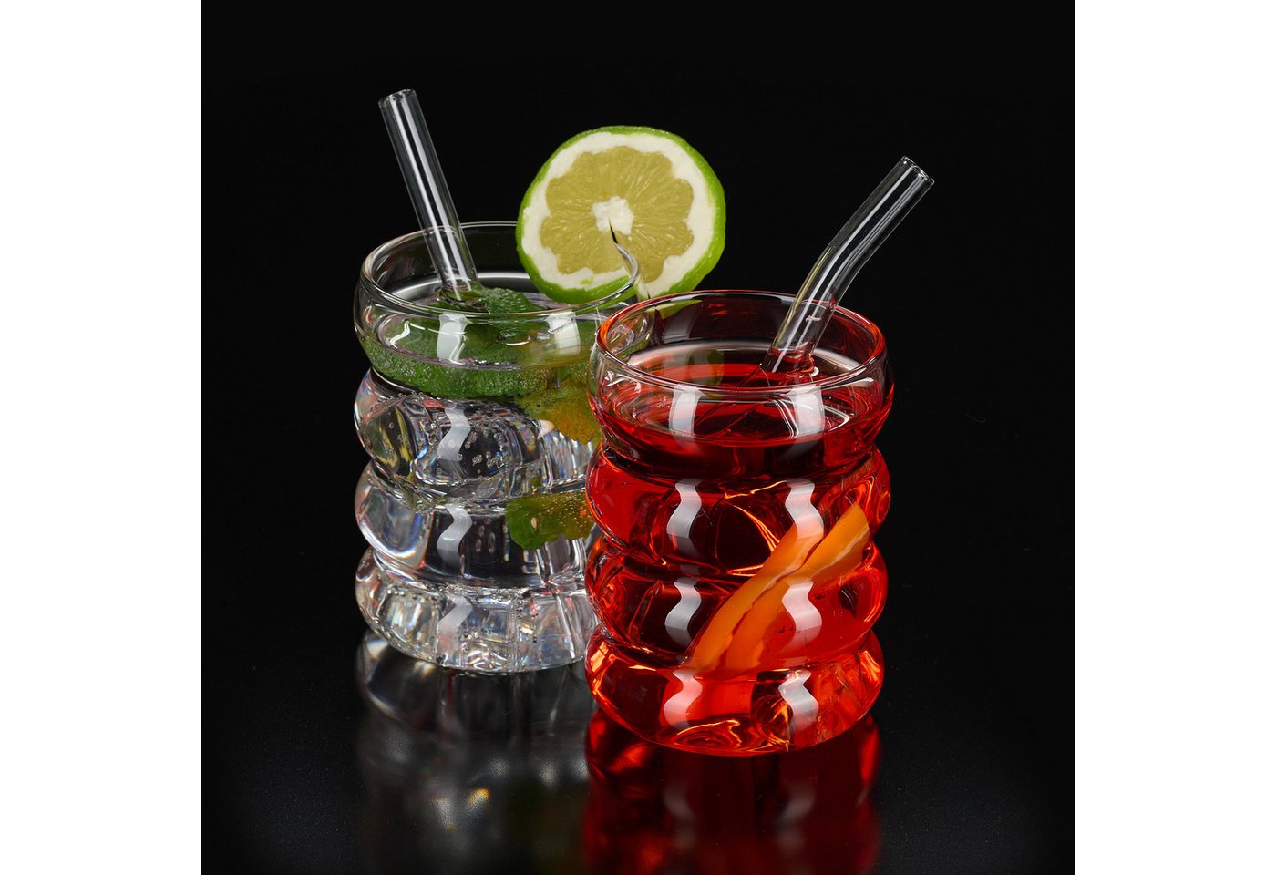 relaxdays Gläser-Set Trinkgläser gewellt 4er Set, 4-tlg., Glas – Bild 2 von 5