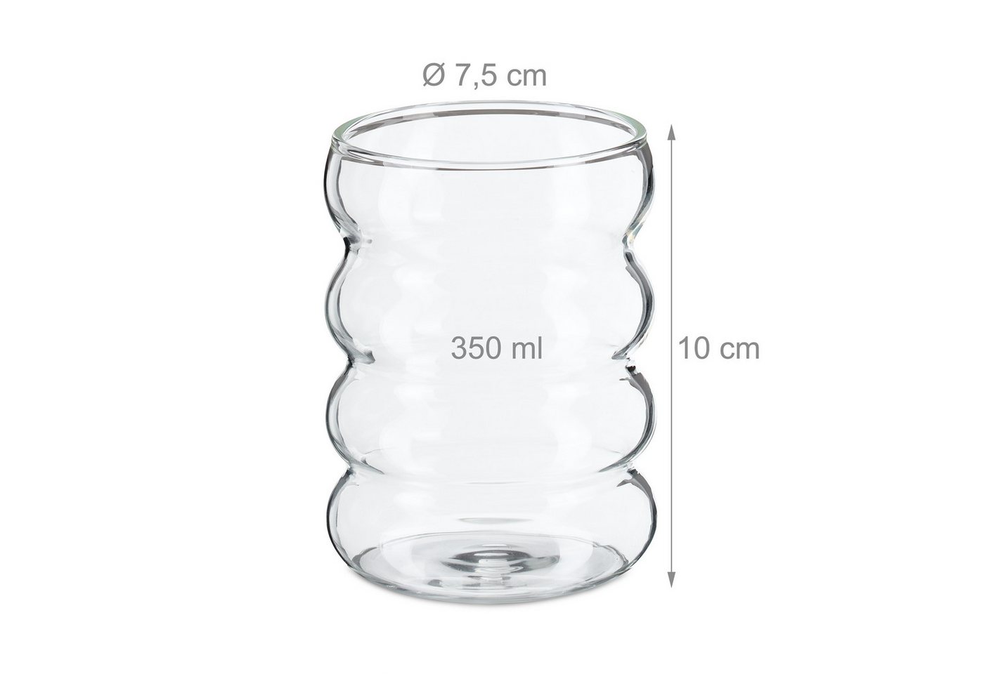 relaxdays Gläser-Set Trinkgläser gewellt 4er Set, 4-tlg., Glas – Bild 4 von 5