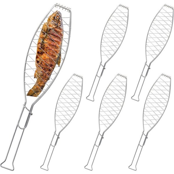 relaxdays Grillguthalter Fischbräter Grill 6er Set, Edelstahl, (6-St)
