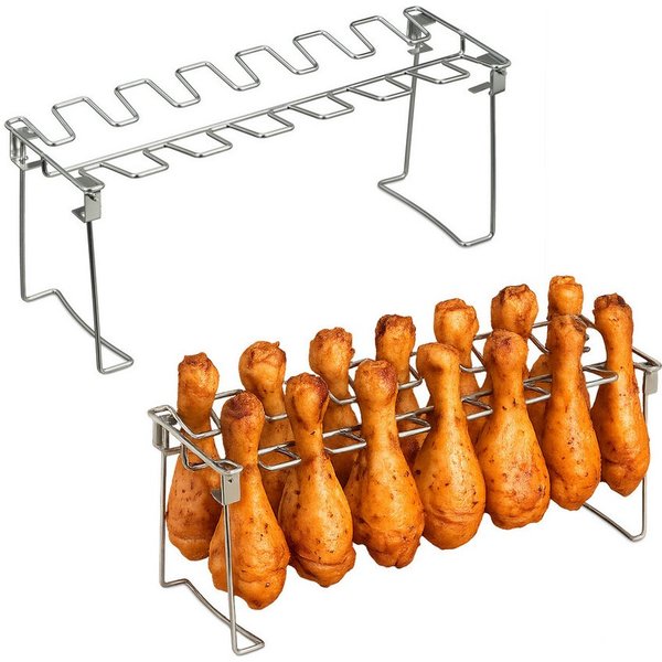 relaxdays Grillguthalter Hähnchenschenkelhalter 2er Set, Edelstahl, (2-St)