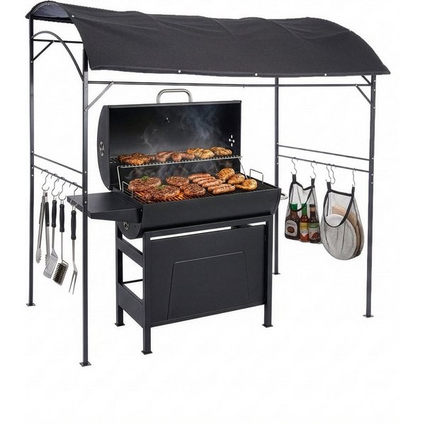 relaxdays Grillpavillon Grill Pavillon aus Metall, mit 0 Seitenteilen, B