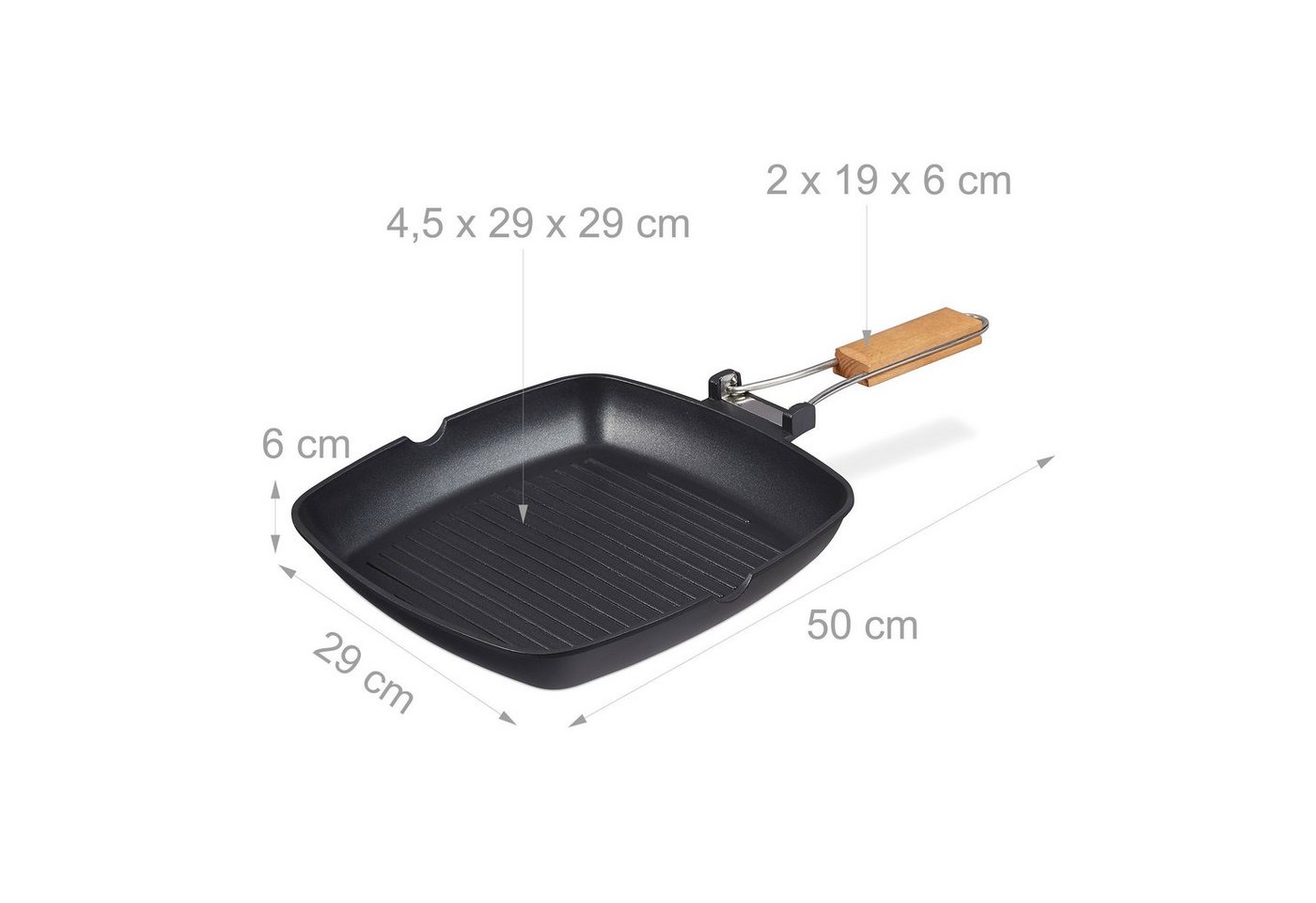 relaxdays Grillpfanne Induktion, Aluminiumlegierung (1-tlg) – Bild 4 von 5