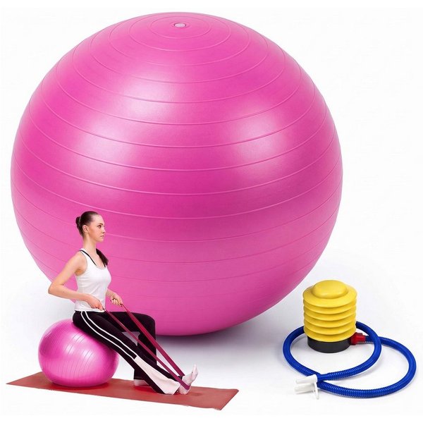 relaxdays Gymnastikball mit Luftpumpe (3-St), Pink, Ø 65 cm