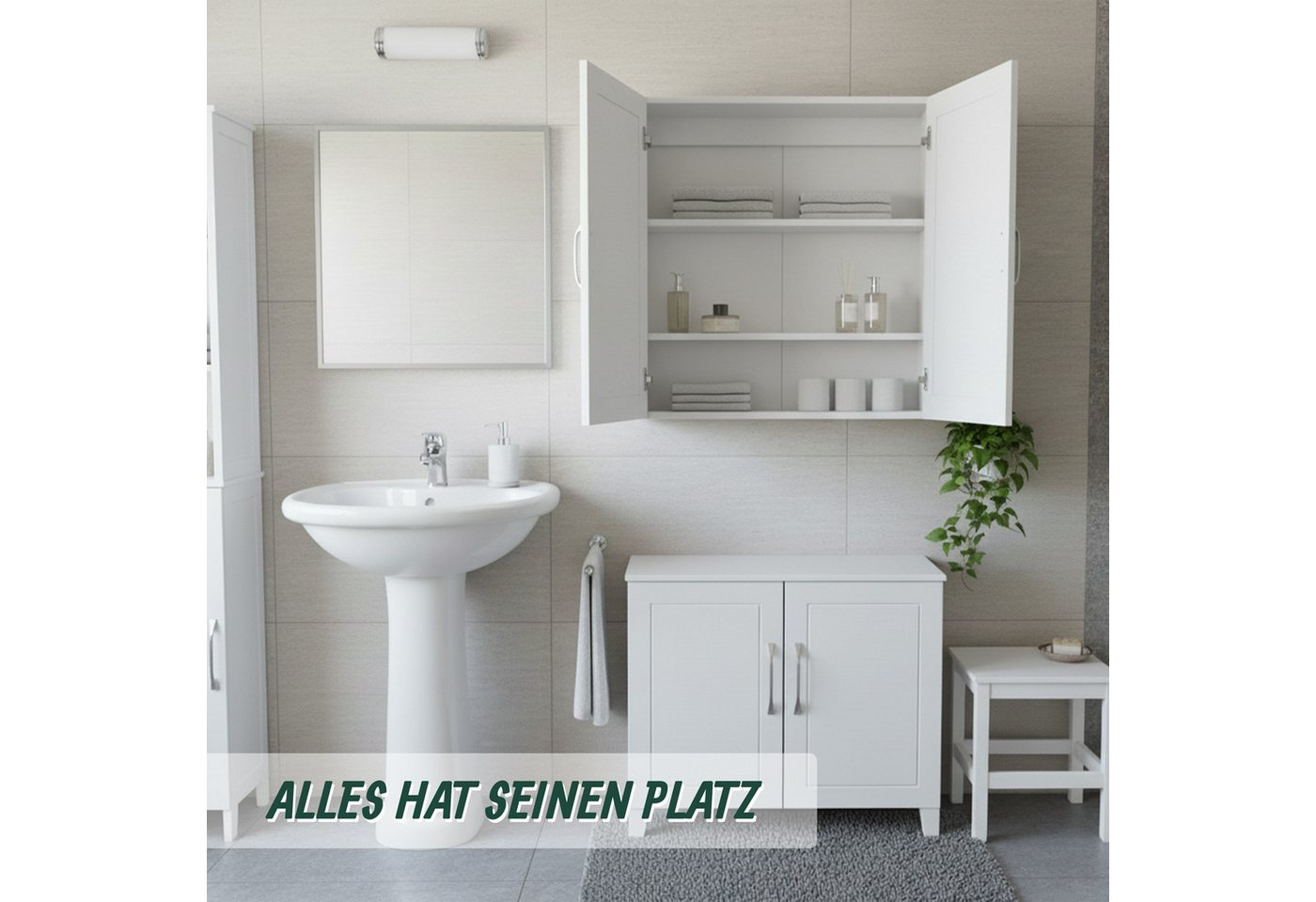 relaxdays Hängeschrank Bad 3 Fächer (1-St) – Bild 3 von 5