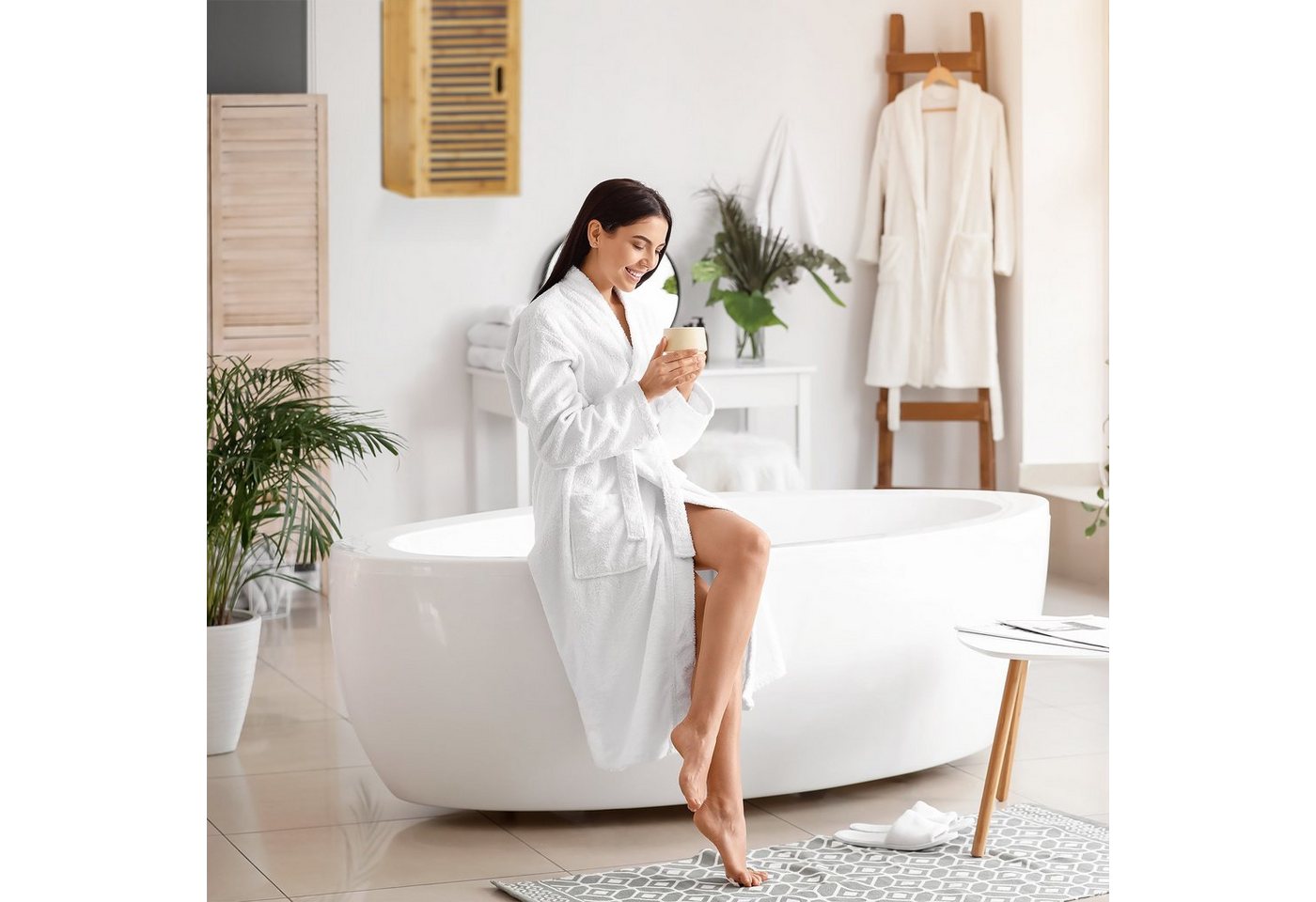 relaxdays Hängeschrank Badezimmer Hängeschrank Bambus 2 Ablagen – Bild 5 von 5