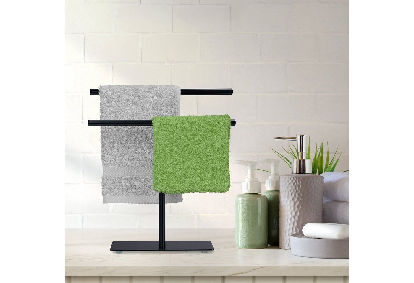 relaxdays Handtuchhalter Zweiarmiger Handtuchständer – Bild 2 von 5