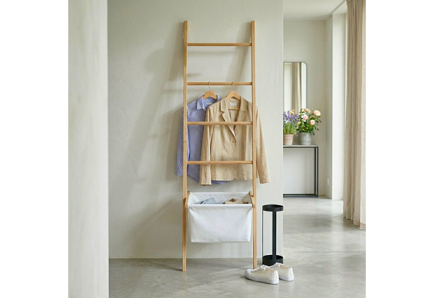 relaxdays Handtuchleiter mit Wäschekorb – Bild 5 von 5